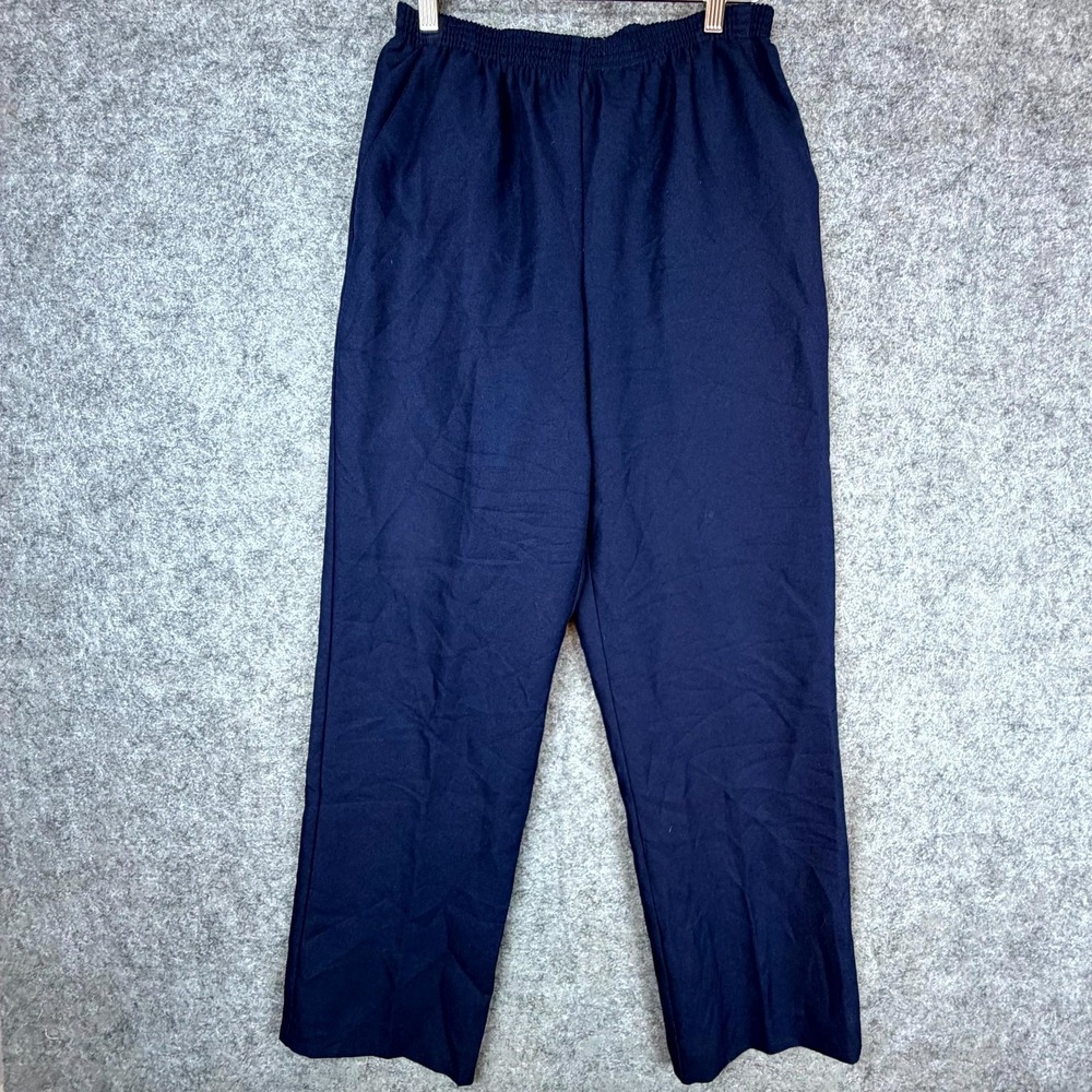 Alfred Dunner Grandma Pull On Pants Womens 8 Blue Relaxed Fit Straight Leg